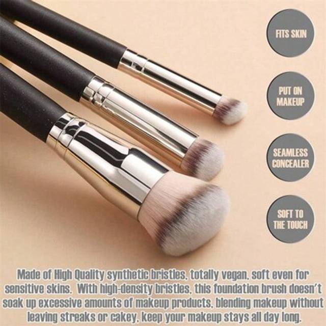 SHEIN 3pcs Professional Foundation Concealer Brush Set For Smooth And Even Application Of Liquid And Cream Makeup