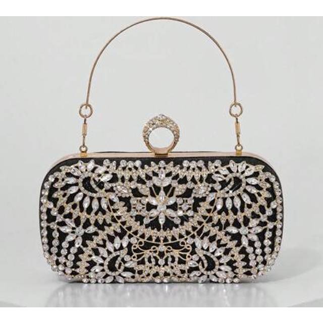 SHEIN Elegant Women&#39;s Rhinestone Decor Evening Bag, Luxury Shiny Box-Shaped Clutch Suitable For Wedding, Prom And Formal Events, Party Purse, Handbag/Should