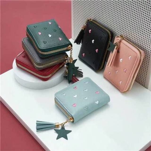 SHEIN 1PC Women Small Wallet Ladies Mini Tassel Wallet Cute Girl Short Zipper Lovely Pu Leather Coin Purse Female Hand Wallet Purse For Women Wallet Mini Wa