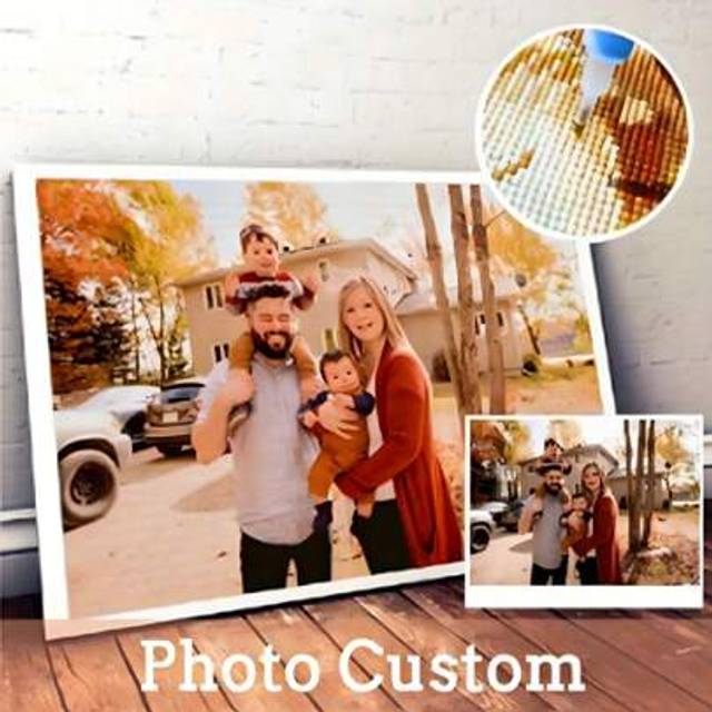 SHEIN DIY Custom Diamond Painting With Your Own Photos, Full Diamond Round, Personalized Diamond Artwork For Home Wall Decoration, Party Decoration & Person