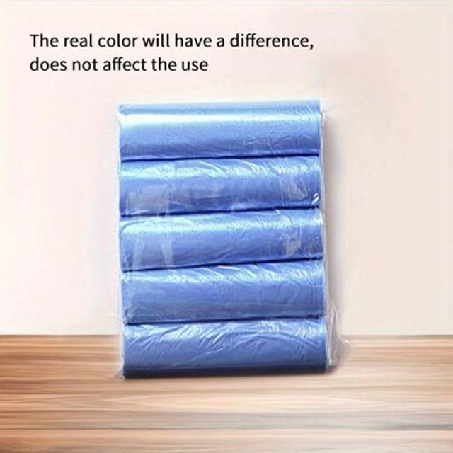 SHEIN 5 Rolls/Pack, Blue Disposable Garbage Bags, Flat-Mouthed Diaper Trash Bags, Suitable For Home, Kitchen, Office, And Restaurant Use