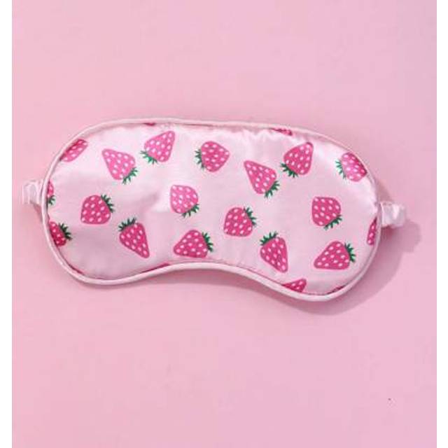 SHEIN 1pc Girl&#39;s Spandex Fabric Strawberry Pattern Printed Cute Elastic Band Sleep Eye Mask, Perfect For Daily Relaxation