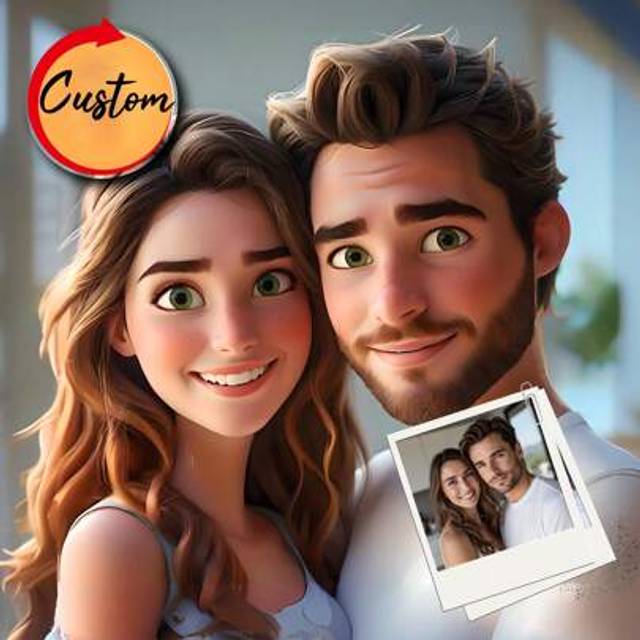 SHEIN Custom 3D Cartoon Portrait, Personalized Couple Portrait, Style, Cartoon Portrait From Photo, Custom Cartoon Family, Christmas Custom Cartoon Gifts Bi