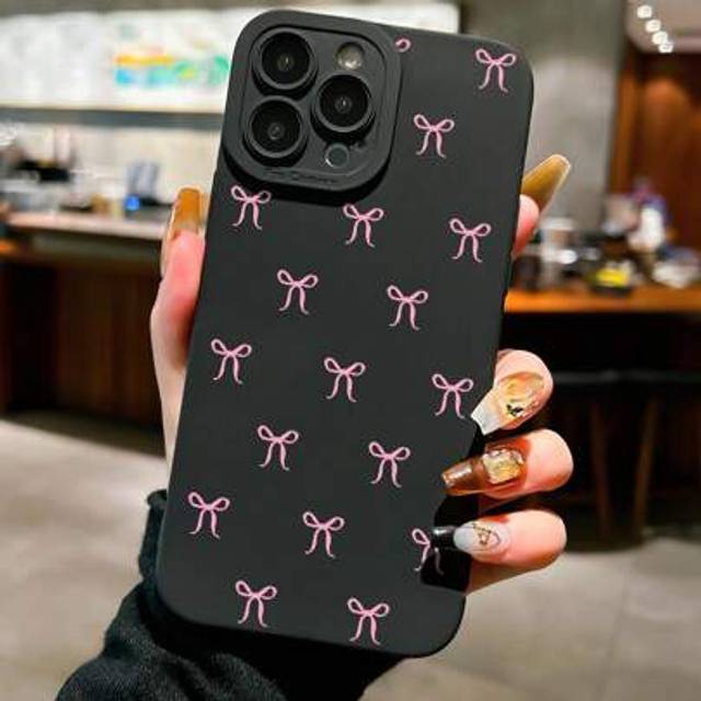 SHEIN Pink Bowknot Design Phone Case Compatible With IPhone 16 Pro Max, 14/13, 12, 11 Pro Max, XS Max, X, XR, 8, 7, Plus, Mini, Suitable As Birthday Gift, F