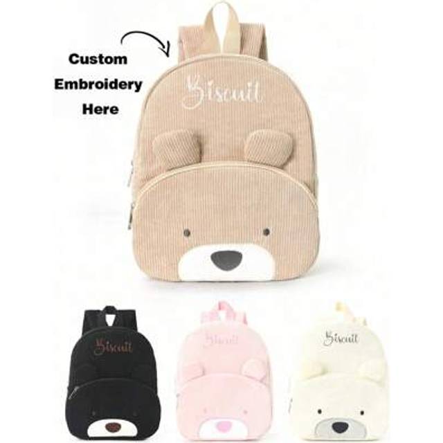 SHEIN 1pc Embroidery Custom Corduroy Cute Cartoon Animal Children&#39;S Backpack Can Be Embroidered With Your Exclusive Name Suitable For Boys Girls Kindergarte