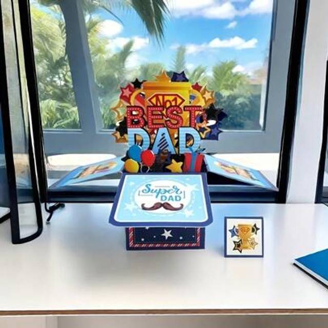 SHEIN [1PC 3D Pop-Up Best Dad Card] 1PC 3D Pop-Up Best Dad Greeting Card With Envelope â Versatile Themed Surprise Gift For Father&#39;s Day, Birthdays, Weddi