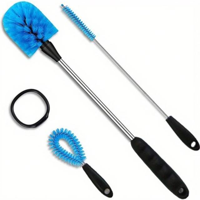 SHEIN 1/3pcs Bottle Cleaning Brush Set, Durable Nylon And Stainless Steel, Long-Handled Non-Slip Handle, Includes A Straw Brush And Mug And Glass Detail Cle