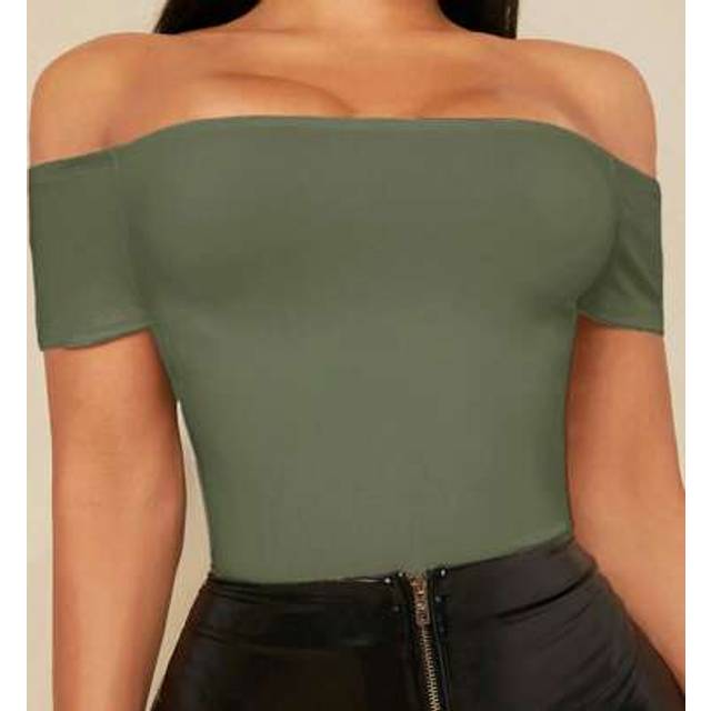 SHEIN Off Shoulder Solid Women Outfit Black Bodysuit