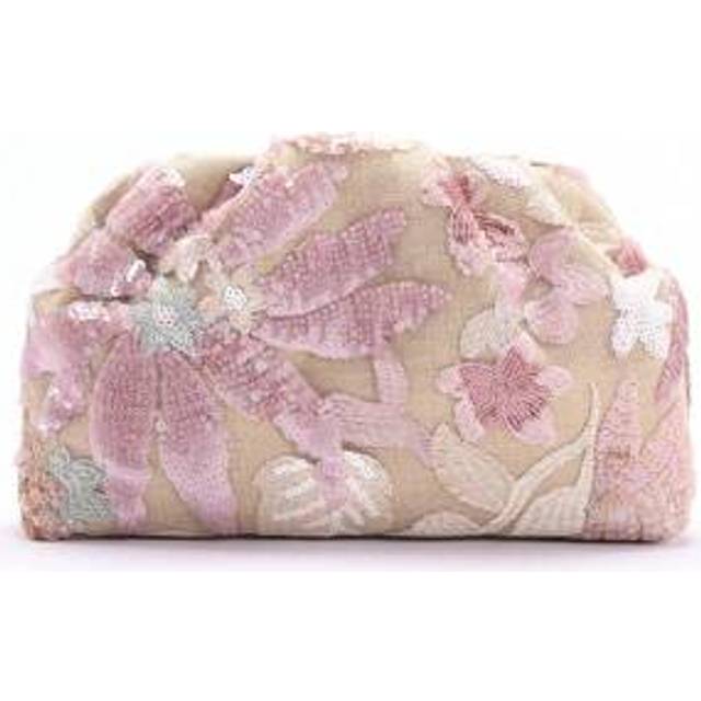 SHEIN 1pc Colorful PVC Sequin Flower Pattern Linen Base Mesh Embroidered Ruffle Cloud Decorative Clutch Bag, Shiny Elegant For Evening, Casual, Holiday, Par