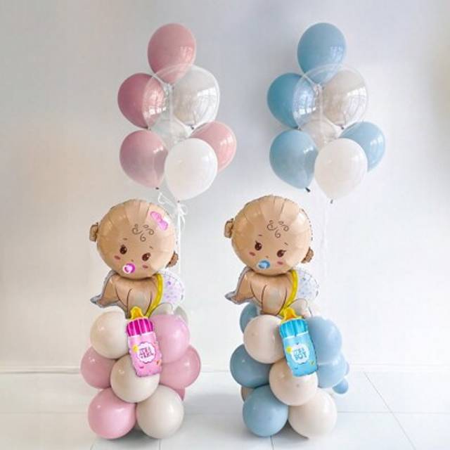 SHEIN 21pcs/Set Gender Reveal Party Decorations, Pink & Blue Latex Balloons, 24&#34; Clear Balloons For Baby Shower, Sip & See, 1st Birthday Party, Gender Revea
