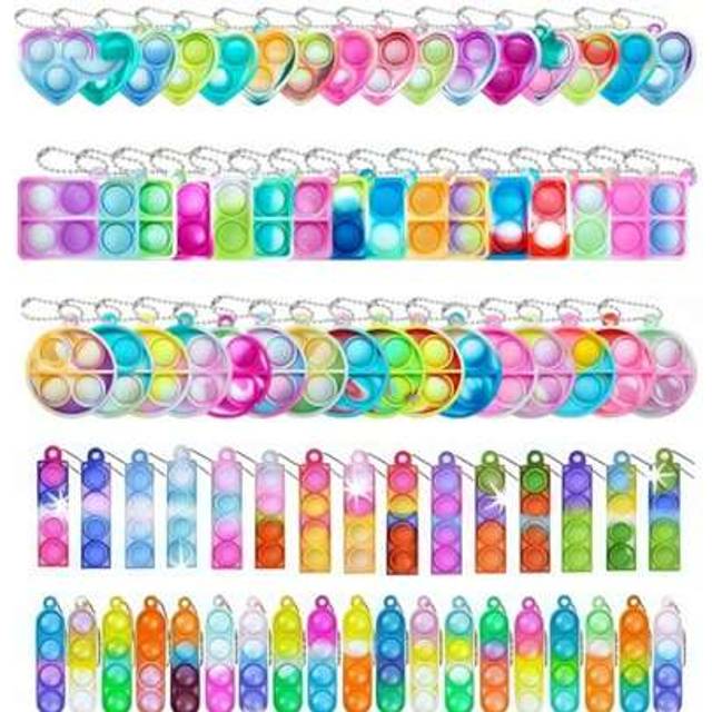 SHEIN 20/30/50pcs Pop Fidget Keychain, Stress Relief Gift Set - Mini Bubble Push Sensory Fun - Suitable For Birthday Party, Rewards And Gift Bags, Stress Re