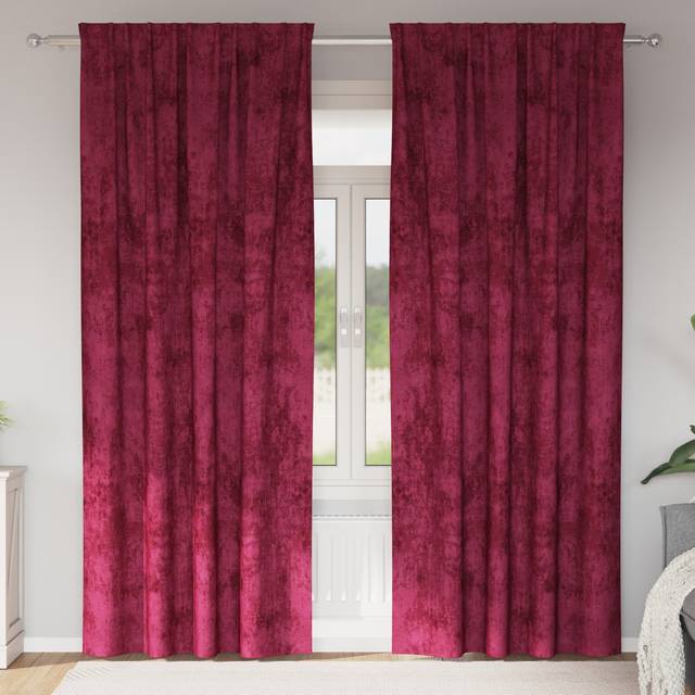 vidaXL Sammetsgardiner 2 st med öglor Vinröd 260x140 cm