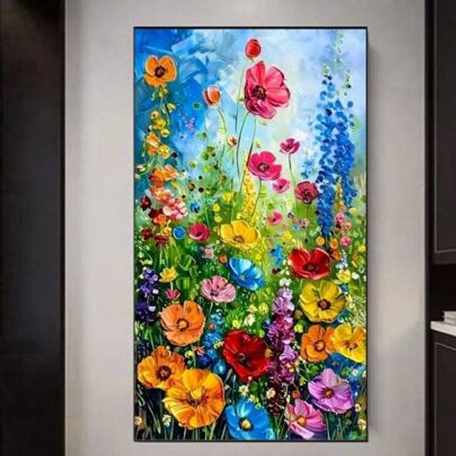 SHEIN 1pc DIY Diamond Painting - Floral Pattern, Full Drill Home Decor, 30*50cm/40*70cm