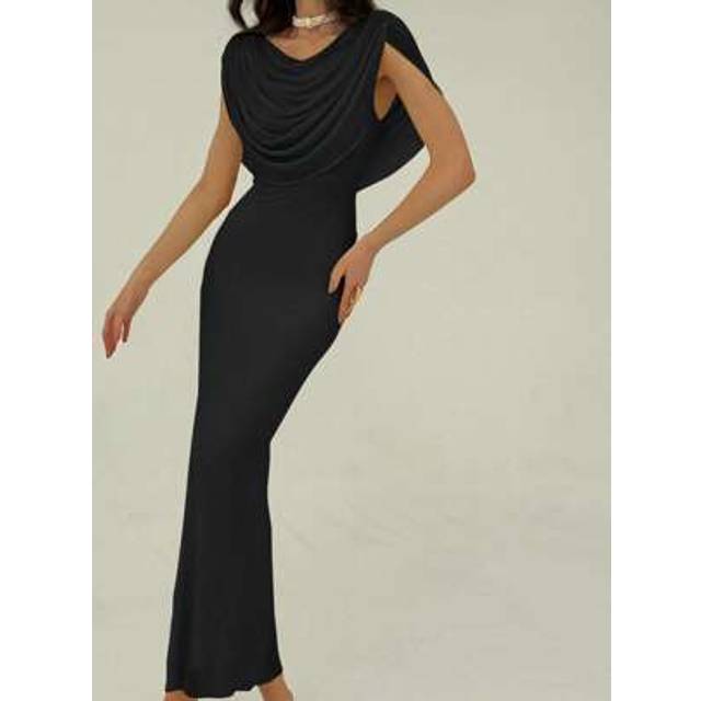 Aloruh Women&#39;s Solid Color Draped Neck Fitted Elegant Dress,Summer Dresses For Women Dresses For Wedding Event