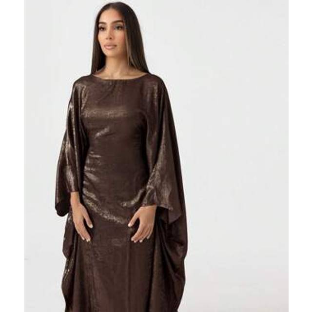 SHEIN Gleam And Sparkling Modest Abaya Women Muslim Dress With Inner Tie Belt Holiday Party Outfit Islamic Clothing Butterfly Kaftan Abaya Robe