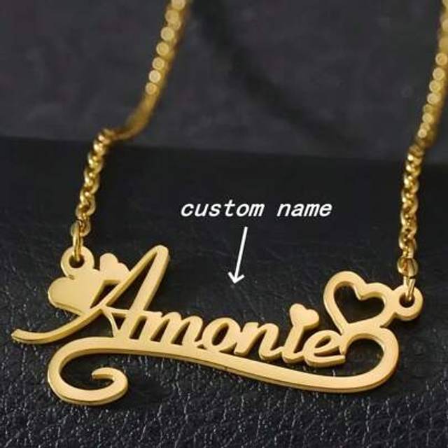 SHEIN 1pc Gold Silver Custom Personalized Heart Lace Name Necklace - Perfect For Mother&#39;s Day, Valentine&#39;s Day, Birthday, Anniversary, Graduation, Christmas