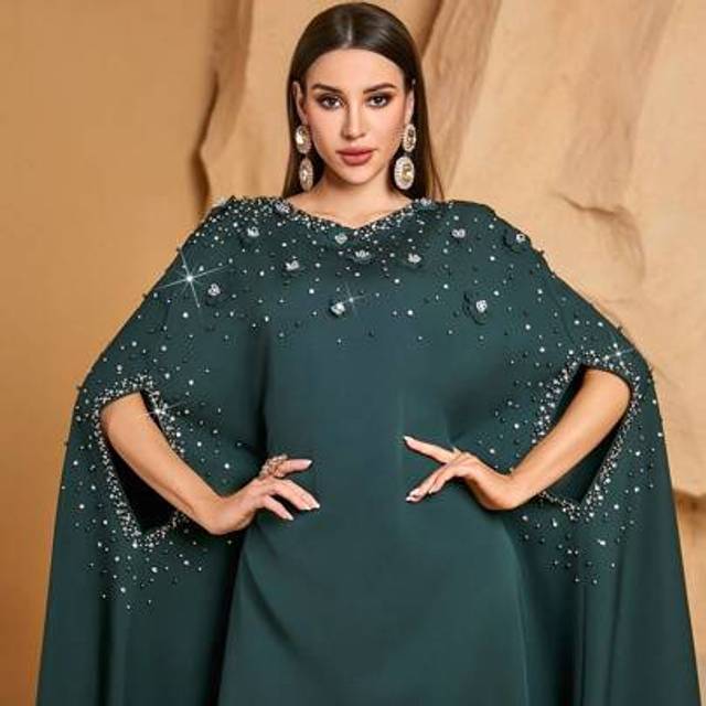 SHEIN Women&#39;s Elegant & Modest Arabian Style Beaded Embellished Dress