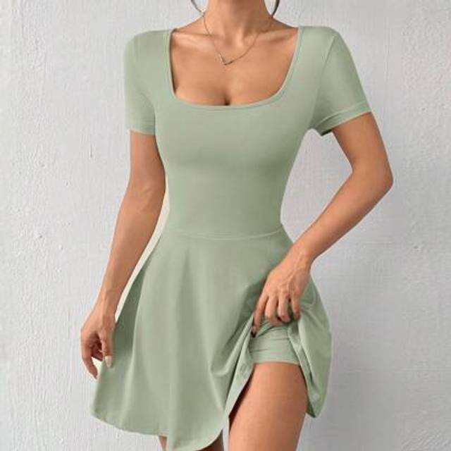 SHEIN Women&#39;s Mint Green Knit Mini Bodycon Dress,Pastel Dresses For Women
