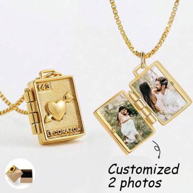 SHEIN 1pc Customizable Locket Necklace With Photo, Christmas Gifts For Girlfriends/Friends/Mothers/Daughters,Personalized Custom Christmas Giftscustomized N