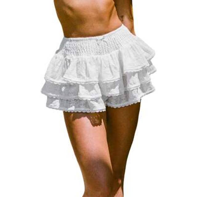 SHEIN Women&#39;s Ruffle Skorts Loose Flower Print Shirred High Waist Layered Shorts For Summer Streetwear