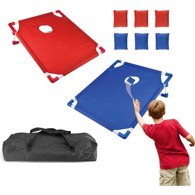 Portable Cornhole Set with 1 Cornhole Game Board and 6 Bean Bags and Carrying Bag for Yard Toss Game multicolour