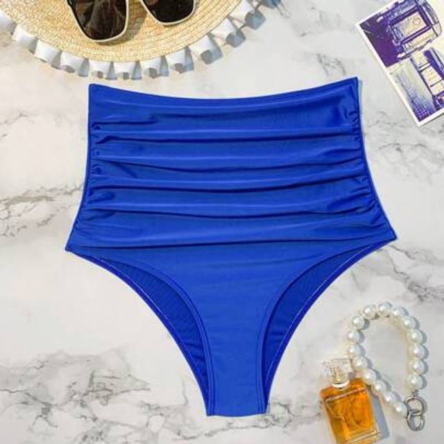 SHEIN Summer Beach Ruched High Waisted Bikini Bottom