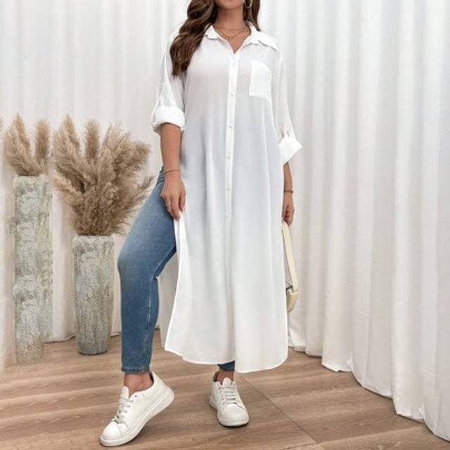 SHEIN Plus Size Fall Shirt Dress, Fall Women Outfits Long Sleeve Shirt Long Dress,Blouse Fall Women Outfits Women Robes,Button Up Women Shirt Tall Women Bus