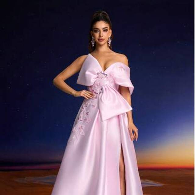 SHEIN Women Elegant Sequined Bow Decor Formal Evening Dress, Party Dress, Wedding Guest Dress,Gown