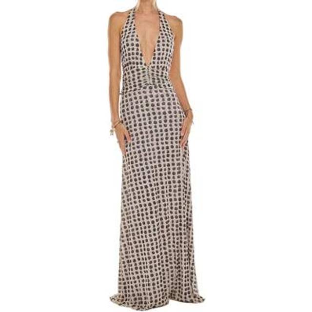 SHEIN Women&#39;s Summer Halterneck Backless Dresses Floral-Print Cocktail Dresses Sleeveless High-Slit Maxi Skirts Resort Dinner Party Dresses