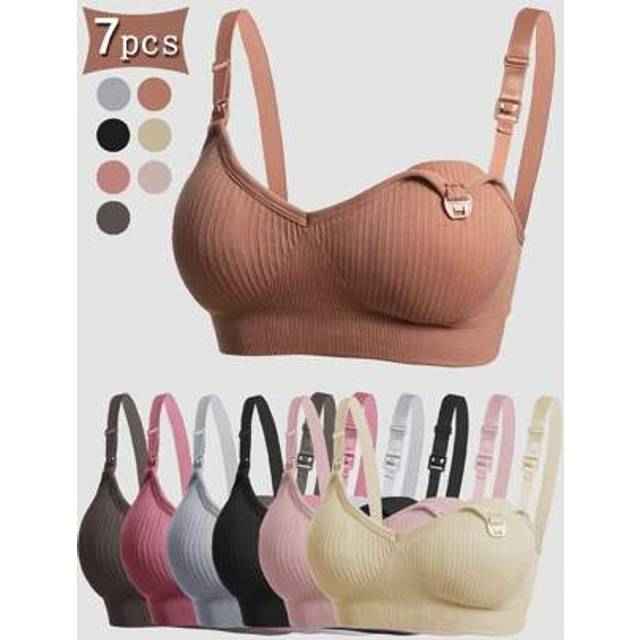 SHEIN 7pcs/Set Maternity & Nursing Front Closure Bras, Comfortable Breastfeeding Underwear