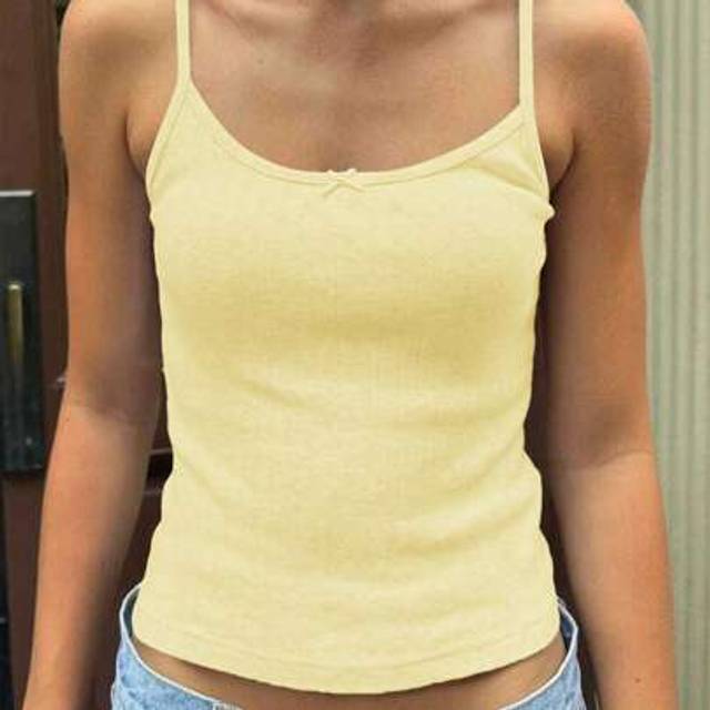 SHEIN Summer Women&#39;s Graduation Season Butter Yellow Bow Decorated Y2K Casual Slim-Fit Halter Top