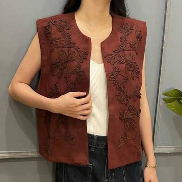 SHEIN Wildy Western Wear Women Suede Waistcoat Vest Women&#39;s Casual Brown Sleeveless Shirt Vest Summer Outfits For Women
