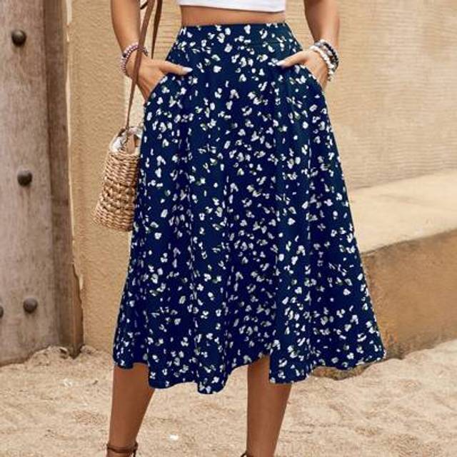 Breezaya Women&#39;s Full Printed Skirt With Pockets Maxi Women Outfit