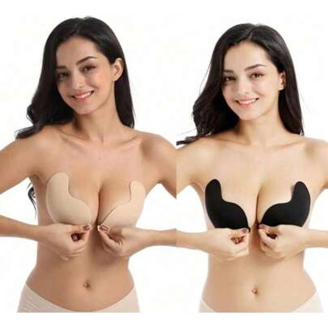SHEIN Sticky Bra - Invisible Push Up Bra Backless Strapless Bra, Seamless Front Buckle Bra Underwear Women Self Adhesive Silicone Adhesive, Self-Adhesive Ba