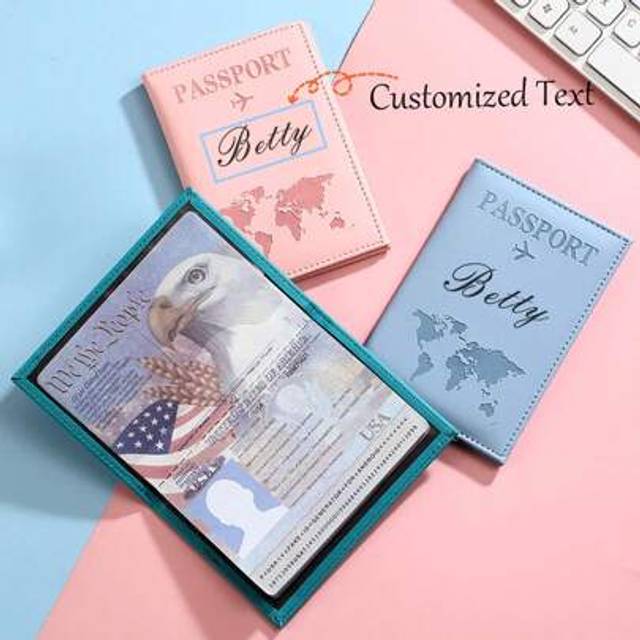 SHEIN Customized Text Logo Passport Cover, PU Leather Passport Holder, Ticket Wallet, Unisex Couples Set Letter Versatile, Large Capacity, Functional, Folda