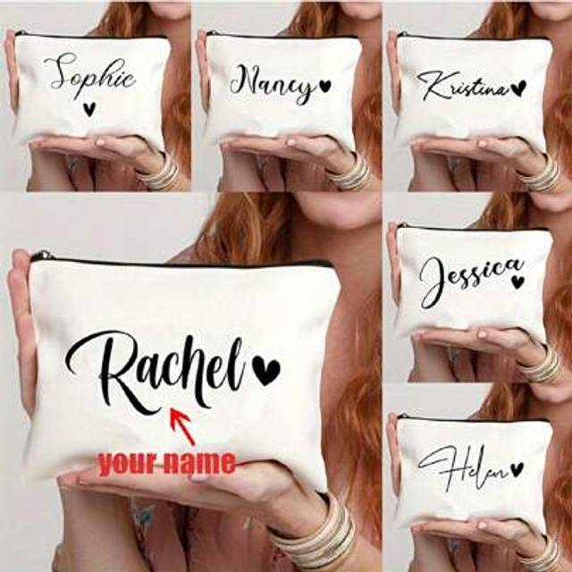 SHEIN Personalized Custom Name Makeup Bag - Bridesmaid, Teacher, Mother Gift - Zipper Organizer, Cosmetic Pouch, Lightweight Case - Personalized Gift For He