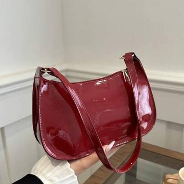 SHEIN Fashionable Mirror PU Leather Minimalist Versatile Women Shoulder Bag