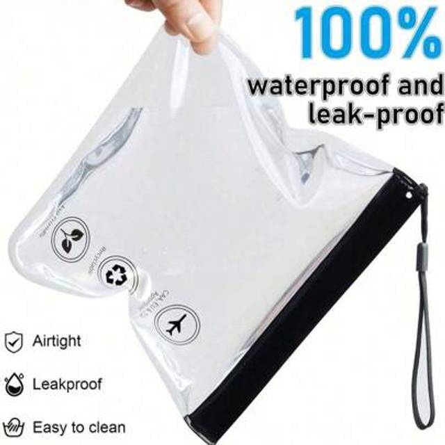 SHEIN 3pcs/1pc Clear Travel Toiletry Bag, Airport Security Liquids Bags, Travel Accessories Makeup Bags, Waterproof Wash Bags, Holiday Essentials For Men Wo