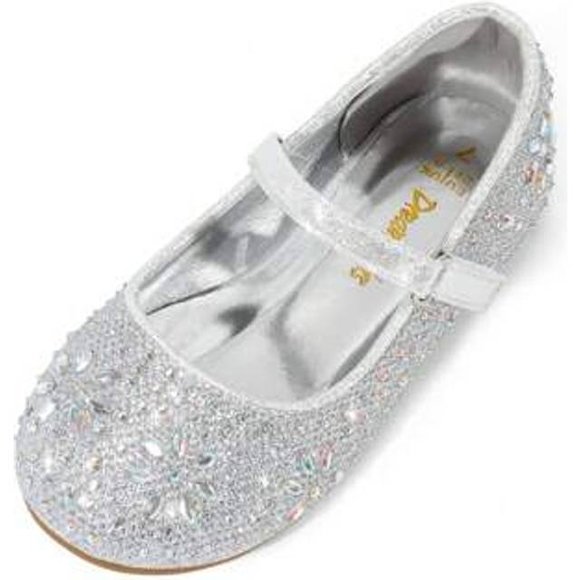 SHEIN Girl&#39;s Dress School Wedding Shoes Rhinestone Buckle Strap Ballerina Ballet Flats