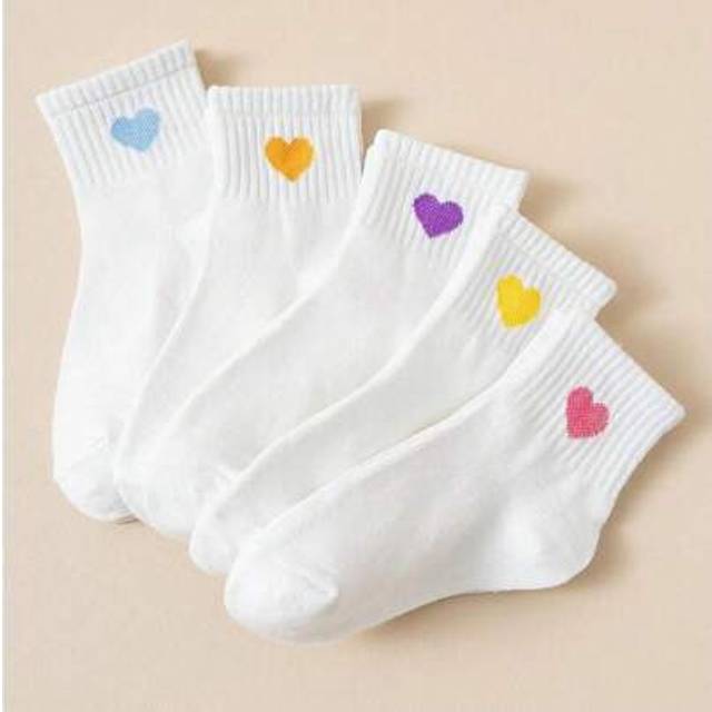 SHEIN 5 Pairs Children&#39;s Crew Socks Ankle High Fun Cute Athletic Running Socks Gifts For Children&#39;s Kids Socks