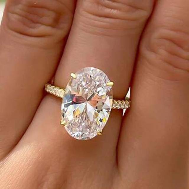 SHEIN 1PC 1ct 2ct 5ct Sparkle Oval Engagement Ring Wedding Band For Women 925 Sterling Silver Promise Ring Eternity Ring Fine Jewelry Gift