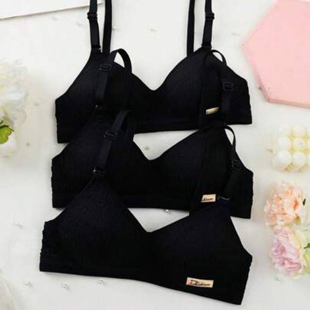 SHEIN 3pcs/Set Teenage Girl Wire-Free Adjustable Strap Bra With Non-Removable Cup Bras Pack Bras For Women Set Bras For Women Pack Bras For Women Padded