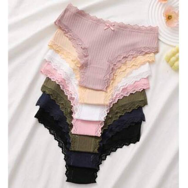 SHEIN 7pcs Comfortable Striped Cotton Bikini Panties Sexy Lingerie