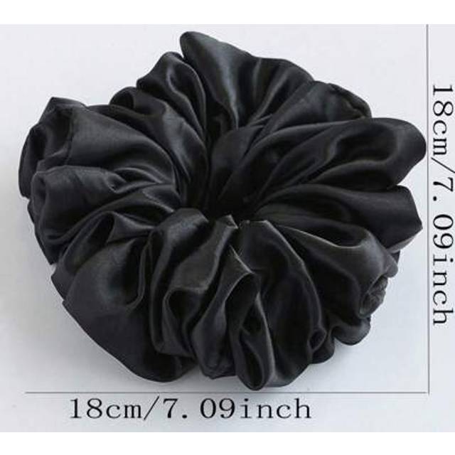 SHEIN XXL Size Black Hair Scrunchie, Silk Feel For Women, Daily Accessory Scrunchies Hair Ties Scrunchy Hair Ties