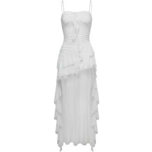 SHEIN Women&#39;s Cami Dress Slim Ruched Sweetheart Neck Backless Spaghetti Strap A-Line Flowy Dress For Party Club
