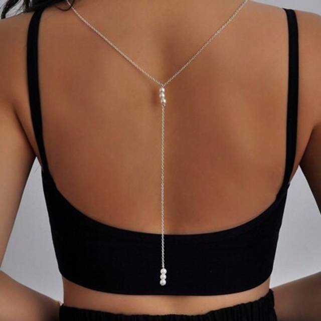 SHEIN 1pc Fashionable Pearl Simple Luxury Niche Casual Versatile Backpack Chain