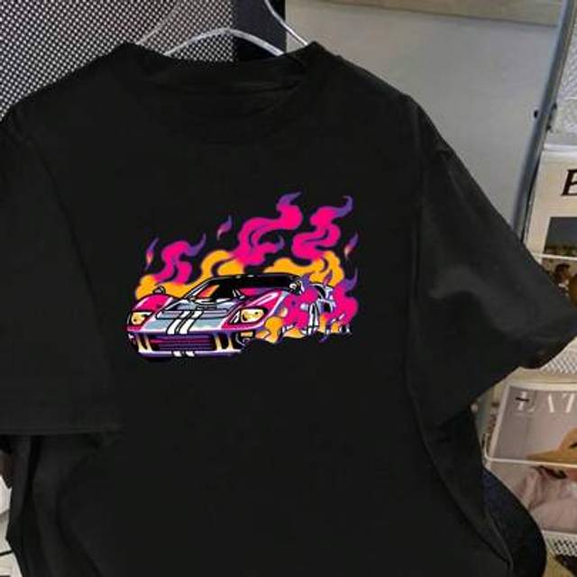 SHEIN Women&#39;s Tops T-Shirts, Suitable For All Seasons, Casual And Comfortable Tops For Women, Cute Vintage Racing Graphics, Vacation Graphic Tops, Racing To