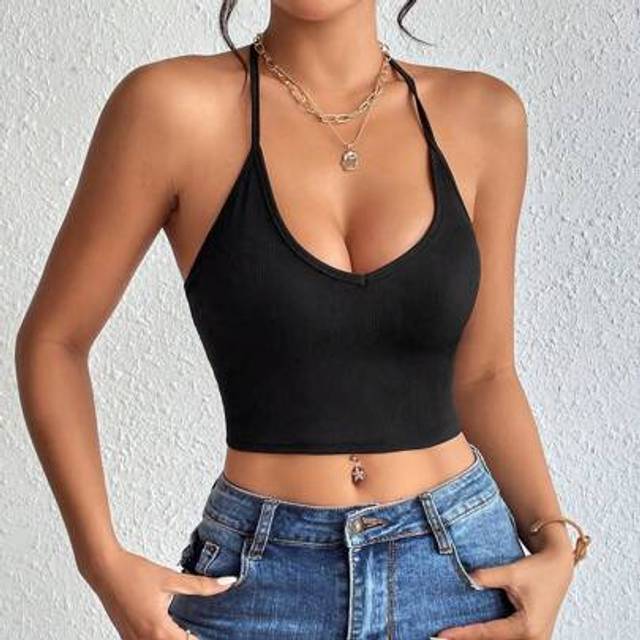 SHEIN European & American Style Women&#39;s Criss-Cross Back Camisole Vest, Can Be Worn Outerwear, Summer Top