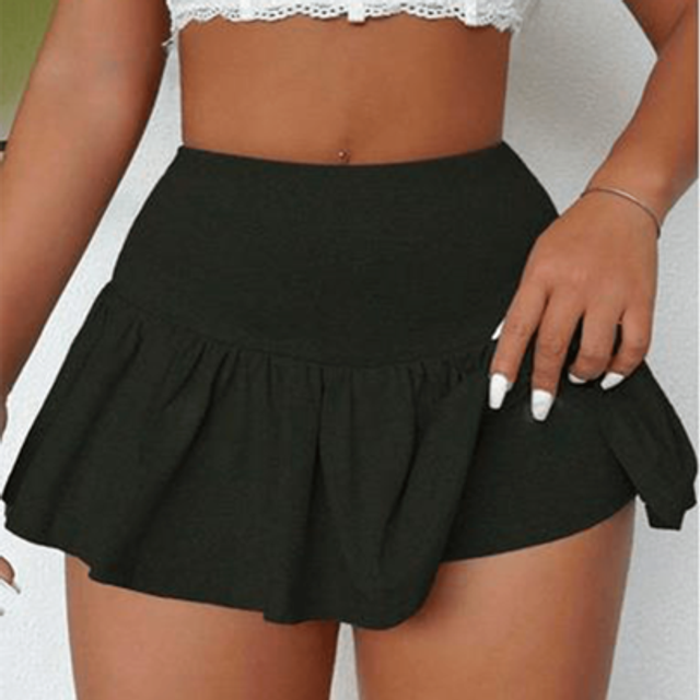SHEIN Women&#39;s High Waist Pleated Skort Mini Skirt Summer Casual A-Line Ruffled Short Skirt With Shorts Lining