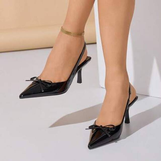 SHEIN Women&#39;s High Heel Pointed Toe Fashion Stilettos, Open Toe Backstrap Pumps